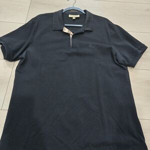Burberry Black Men's Short-Sleeve Polo with Signature Check Trim